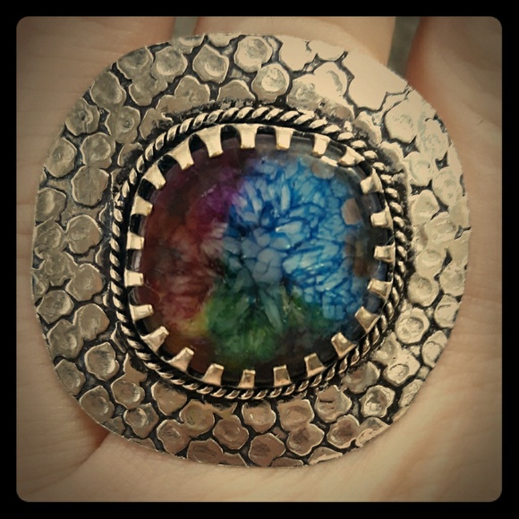 New Rainbow Solar Quartz Silver Ring. - Picture 2 of 8